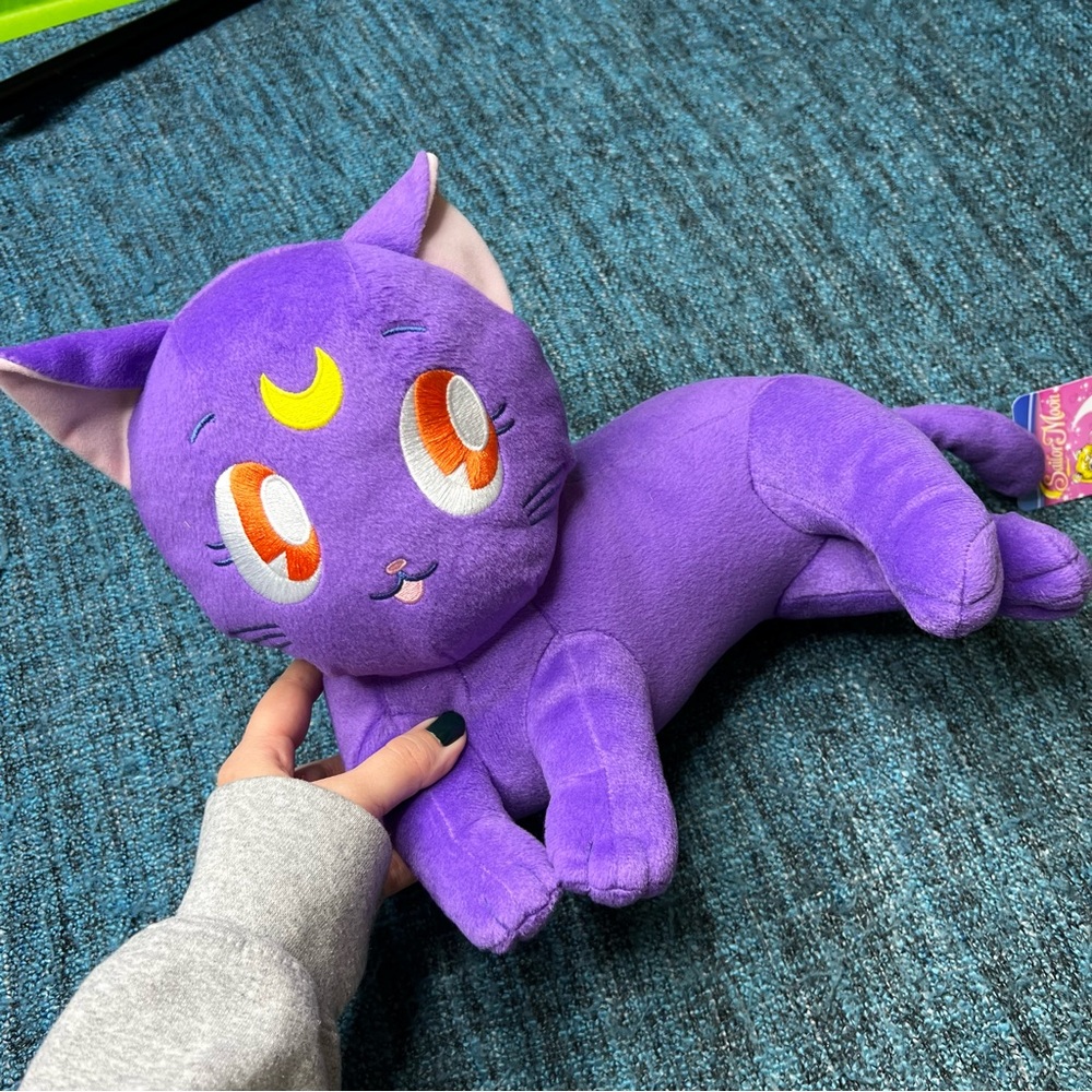 Clever Idiots Sailor Moon Luna Cat Plush Stuffed Animal 12" Long in Purple NWT